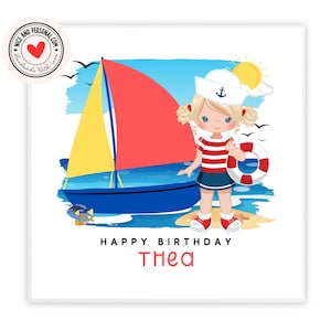 Biglietto di auguri per il compleanno del marinaio / Congratulazioni, buona fortuna, ben fatto, biglietto di auguri di buon compleanno per lei, figlia, amica, sorella, nipote, nipote 02