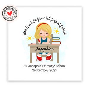 Tarjeta de primer día de clases / Jardín de infantes, felicitaciones, buena suerte, tarjeta de bien hecho para ella, él, hija, hijo, nieta, nieto 02