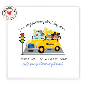 Chauffeur d'autobus scolaire, carte de remerciement pour enseignant | Merci pour tout | carte de professeur personnalisée | Carte de fin d'études pour elle et lui