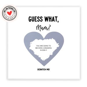 Devinez quelle carte, vous allez être grand-mère, nounou | à gratter pour faire-part de grossesse à thème Grossesse | Carte pour maman