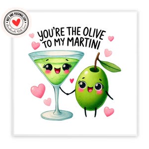 Cartão Olive To My Martini | Cartão de Dia dos Namorados para Ele, Ela, Marido, Esposa, Namorado, Namorada, Parceiro, Melhor Amigo, Noivo, Outra Metade