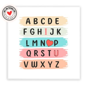 Je t'aime carte alphabet | Carte de Saint-Valentin pour lui, elle, mari, femme, petit ami, petite amie, partenaire, meilleur ami, fiancé, autre moitié 01