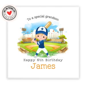 Tarjeta de béisbol, tarjeta de Rounders / Felicitaciones, buena suerte, bien hecho, tarjeta de feliz cumpleaños para él, hijo, amigo, hermano, nieto, sobrino 01