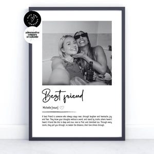 Impresión personalizada de definición de mejor amigo, regalo para mejor amigo, impresión de definición de foto, regalo de recuerdo, regalo con foto personalizado para mejor amigo, amigo