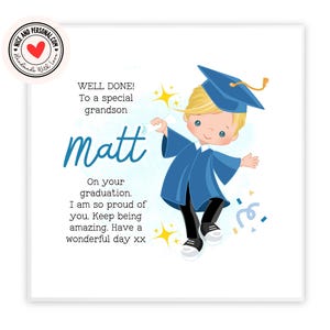 Biglietto di auguri per la laurea dei bambini / Congratulazioni, biglietto di auguri ben fatto per lui, figlio, nipote, bambino piccolo, biglietto di auguri per la laurea all'asilo 02