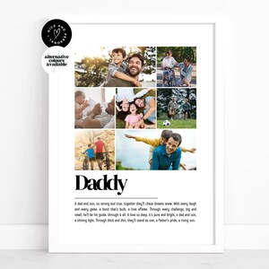 Stampa personalizzata con definizione di papà, regalo per papà, regalo da figlio, stampa con definizione di foto / collage di foto personalizzato, regalo per padre e lui