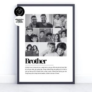 Impresión personalizada de definición de hermano, impresión de hermano, regalo para hermano, impresión de definición de foto / regalo de collage de fotos personalizado para él, hermanos