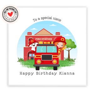 Biglietto di auguri per pompiere / Congratulazioni, buona fortuna, ben fatto, biglietto di auguri di buon compleanno per lei, lui, figlia, figlio, nipote, nipote maschio, nipote femmina