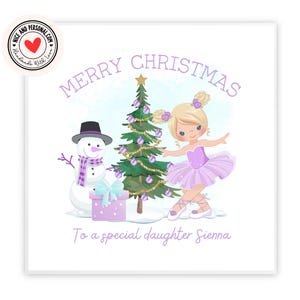 Biglietto di balletto, biglietto di danza, biglietto di ballerina lilla / biglietto di Natale fatto a mano per lei, bambina, figlia, amica, sorella, nipote, nipote