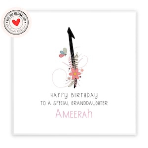 Carte d'anniversaire islamique | carte d'anniversaire musulmane | Carte avec initiales arabes pour elle, fille, amie, sœur, nièce, cousine, tante, meilleure amie