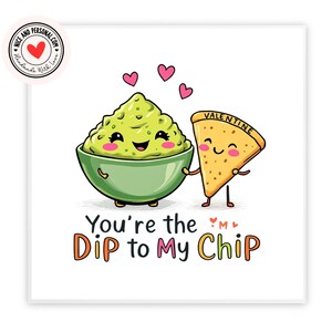 Dip To My Chip Foodie-kaart | Valentijnsdagkaart voor hem, haar, echtgenoot, vrouw, vriend, vriendin, partner, bestie, verloofde, wederhelft