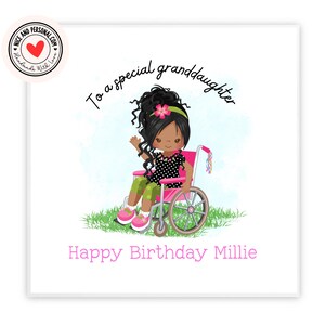 Biglietto di auguri di compleanno per una ragazza in sedia a rotelle / Congratulazioni, buona fortuna, biglietto ben fatto per lei, figlia, amica, nipote, nipote