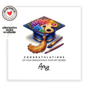 Card for Graduate of Art, Art Card, Personalised Graduation Card for Her, Him, Daughter, Son, Granddaughter, Grandson, Brother, Sister, GH04