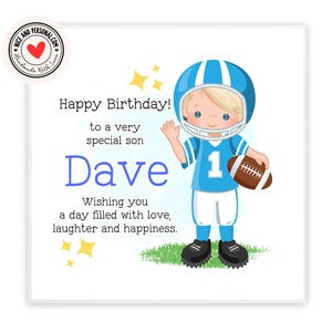 Tarjeta de fútbol, tarjeta deportiva, tarjeta de rugby / Felicitaciones, buena suerte, bien hecho, tarjeta de feliz cumpleaños para él, hijo, hermano, nieto, sobrino 02