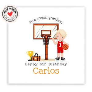 Tarjeta de baloncesto, tarjeta deportiva / Felicitaciones, buena suerte, bien hecho, tarjeta de feliz cumpleaños para él, hijo, amigo, hermano, nieto, sobrino