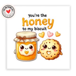 Honey To My Biscuit Card | Valentijnsdagkaart voor hem, haar, echtgenoot, vrouw, vriend, vriendin, partner, bestie, verloofde, wederhelft
