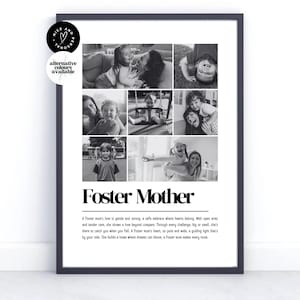 Impresión personalizada con la definición de "madre adoptiva", regalo para madre adoptiva, impresión con la definición de foto/collage de fotos personalizado, regalo para ella, mamá o cuidadora.