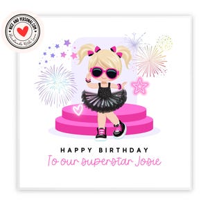 Carte Superstar, Carte Danseuse | Félicitations, bonne chance, bravo, carte de joyeux anniversaire pour elle, fille, amie, soeur, petite-fille