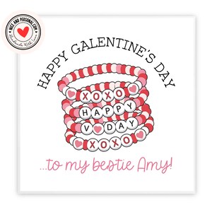 Carte de voeux de perles d'amitié de la Saint-Valentin | Carte de Saint-Valentin pour elle, meilleure amie, amie, sœur, collègue, cousine, fille
