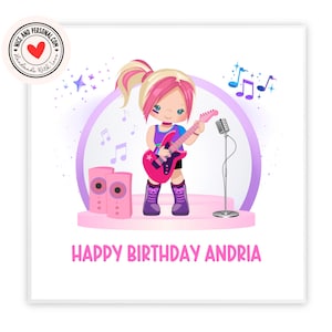 Biglietto chitarra, biglietto rockstar / congratulazioni, buona fortuna, ben fatto, biglietto di buon compleanno per lei, figlia, amica, sorella, nipote