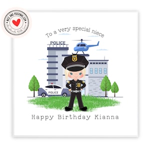 carte femme policière | Félicitations, bonne chance, bravo, carte de joyeux anniversaire pour elle, fille, amie, soeur, petite-fille, nièce
