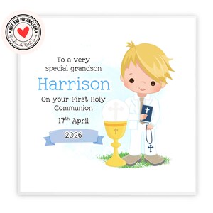 Tarjeta de Primera Comunión / Tarjeta Religiosa / Tarjeta de Felicitaciones para Él, Hijo, Amigo, Hermano, Nieto, Sobrino, Ahijado, Primo 01