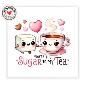 Cartão Sugar To My Tea Foodie | Cartão de Dia dos Namorados para Ele, Ela, Marido, Esposa, Namorado, Namorada, Parceiro, Melhor Amigo, Noivo, Outra Metade