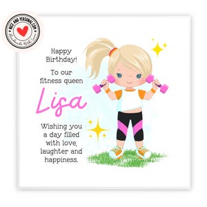 Bar Bell Fitness Card / Congratulazioni, Buona Fortuna, Ben Fatto, Buon Compleanno per Lei, Figlia, Amica, Sorella, Nipote, Nipote