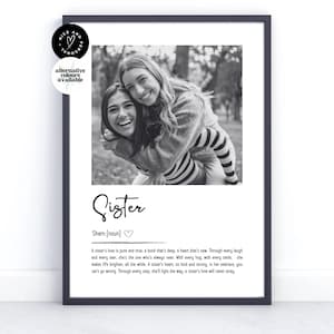 Impresión personalizada de definición de hermana, impresión de hermana, regalo para hermana, recuerdo, impresión de definición de foto / regalo de foto personalizado para ella, hermanas