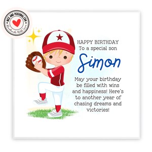 Tarjeta de béisbol, tarjeta de Rounders / Felicitaciones, buena suerte, bien hecho, tarjeta de feliz cumpleaños para él, hijo, amigo, hermano, nieto, sobrino 02