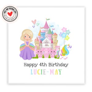 Tarjeta de princesa, tarjeta de cumpleaños de unicornio / Felicitaciones, buena suerte, bien hecho, tarjeta de feliz cumpleaños para ella, hija, hermana, nieta