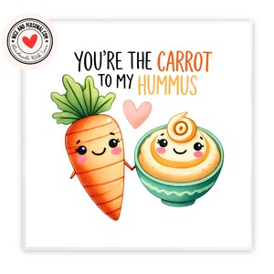 Carrot To My Hummus Card | Valentijnsdagkaart voor hem, haar, echtgenoot, vrouw, vriend, vriendin, partner, bestie, verloofde, wederhelft