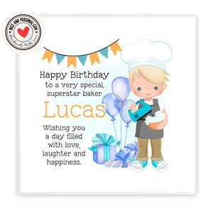 chef, cuisinier, boulanger, carte de pâtisserie | Félicitations, bonne chance, bravo, carte de joyeux anniversaire pour lui, fils, ami, frère, petit-fils 01