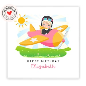 Biglietto di auguri per pilota, biglietto di auguri per aereo / congratulazioni, buona fortuna, ben fatto, biglietto di auguri di buon compleanno per lei, figlia, amica, sorella, nipote
