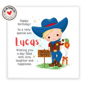 Cartão de Cowboy do Velho Oeste | Parabéns, Boa Sorte, Parabéns, Feliz Aniversário para Ele, Filho, Amigo, Irmão, Neto, Sobrinho 03