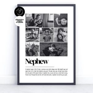 Impresión personalizada de definición de sobrino, regalo para sobrino, regalo de tía, impresión de definición de foto / collage de fotos personalizado, regalo para él, ahijado