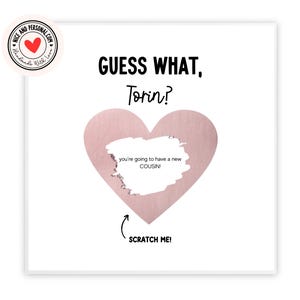 Devinez quelle carte, vous allez être un cousin | à gratter pour faire-part de grossesse à thème Grossesse | Carte pour nièce, neveu