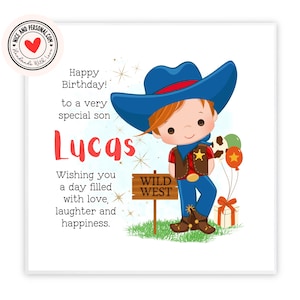 Wild West, Cowboy Card | Congratulations, Good Luck, Well Done, Happy Birthday Card for Him, Son, Friend, Brother, Grandson, Nephew 03