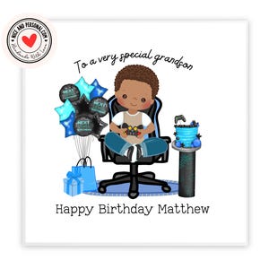 Carte Gamer Boy | Félicitations, bonne chance, bravo, carte d'anniversaire de jeu pour lui, fils, ami, frère, petit-fils, neveu, filleul