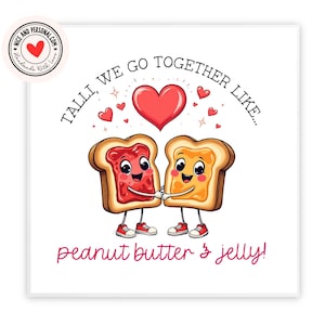 Beurre d'arachide et gelée carte de vœux | Carte de Saint-Valentin pour lui, elle, mari, femme, petit ami, petite amie, partenaire, meilleur ami, fiancé, autre moitié