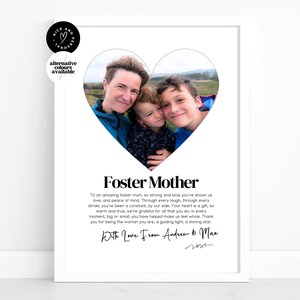 Impresión en forma de corazón, impresión personalizada para madre de acogida, regalo para madre de acogida, impresión con definición de foto / regalo con foto personalizado para ella, mamá, cuidador