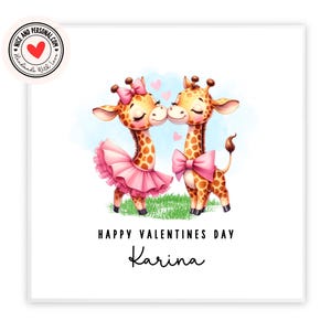 Schattige giraf ik hou van je kaart | Valentijnsdagkaart voor hem, haar, echtgenoot, vrouw, vriend, vriendin, partner, bestie, verloofde, wederhelft
