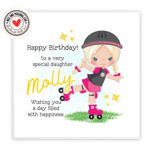 Biglietto di auguri di compleanno per pattinatori a rotelle / Congratulazioni, buona fortuna, ben fatto, biglietto di auguri di buon compleanno per lei, figlia, amica, sorella, nipote