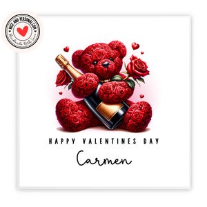 Romantische rozenbeerkaart | Valentijnsdagkaart voor hem, haar, echtgenoot, vrouw, vriend, vriendin, partner, bestie, verloofde, wederhelft 03