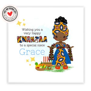 Biglietto di auguri per il Kwanzaa / Kinara tradizionale, regalo per il Kwanzaa, biglietto di auguri per la festa del Kwanzaa per lei, figlia, amica, sorella, nipote