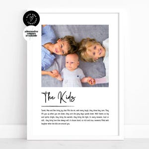 Impresión personalizada de definición de los niños, recuerdo, impresión de definición de foto / regalo de foto personalizado para ella, él, mamá, papá, madre, padre, padres