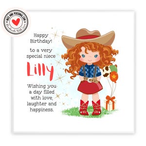 Cowgirl Card | Congratulations, Good Luck, Well Done, Happy Birthday Card for Her, Daughter, Friend, Sister, Granddaughter, Niece 03