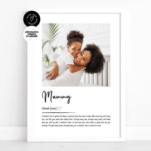 Impresión personalizada con la definición de mamá, regalo para mamá, regalo de hija, impresión con foto con la definición / regalo con foto personalizado para mamá