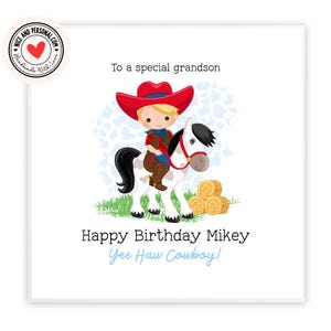 Cartão de Cowboy do Velho Oeste | Parabéns, Boa Sorte, Parabéns, Feliz Aniversário para Ele, Filho, Amigo, Irmão, Neto, Sobrinho 02
