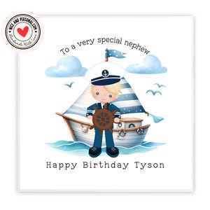 Tarjeta de cumpleaños de marinero, tarjeta de cumpleaños de barco / Felicitaciones, buena suerte, bien hecho, tarjeta de feliz cumpleaños para él, hijo, hermano, nieto, papá